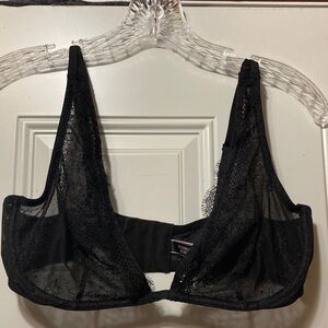 Victoria's Secret Sheer Black Lace Underwire Bra 36C